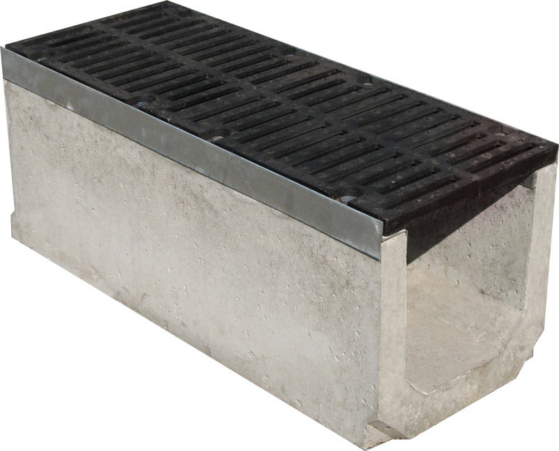 Лоток бетонный Max 300 (высота 360 мм) с чугунными решетками